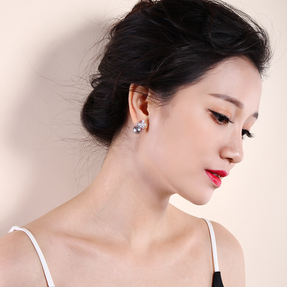 Fashion stud earrings with simulated gray pearl oorbellen dropshipping wholesale Women Earring Statement jewelry