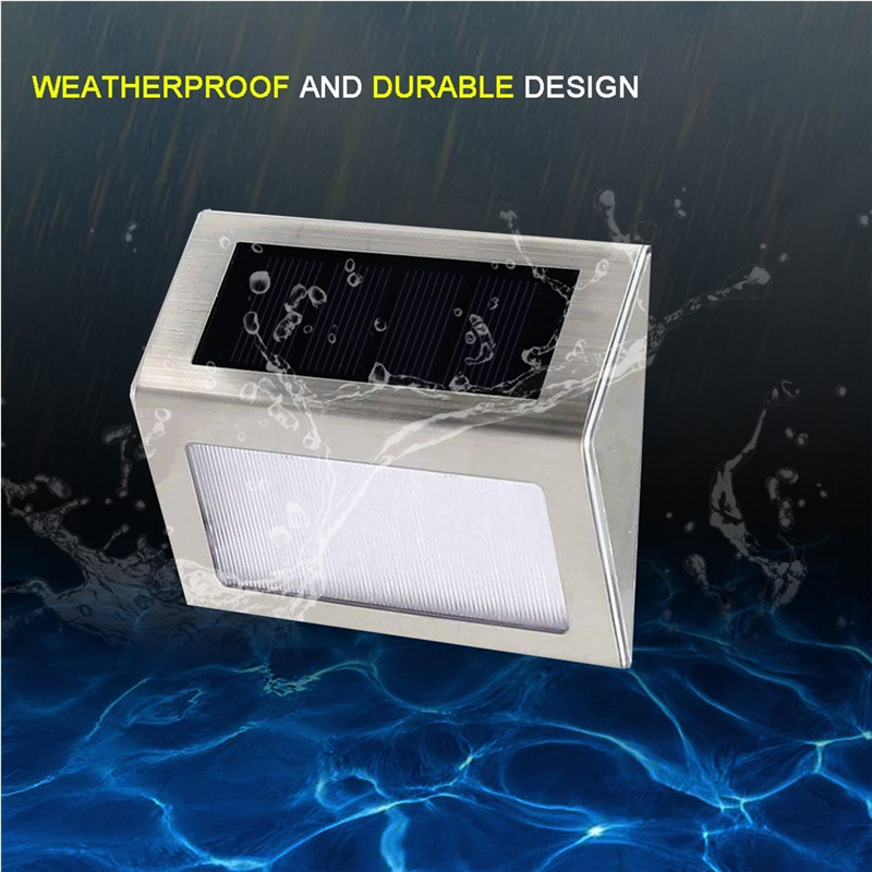 Solar Step Lamp 3 LED Solar Powered Stair Lights Stainless Steel Outdoor Lighting for Post Pathway Garde
