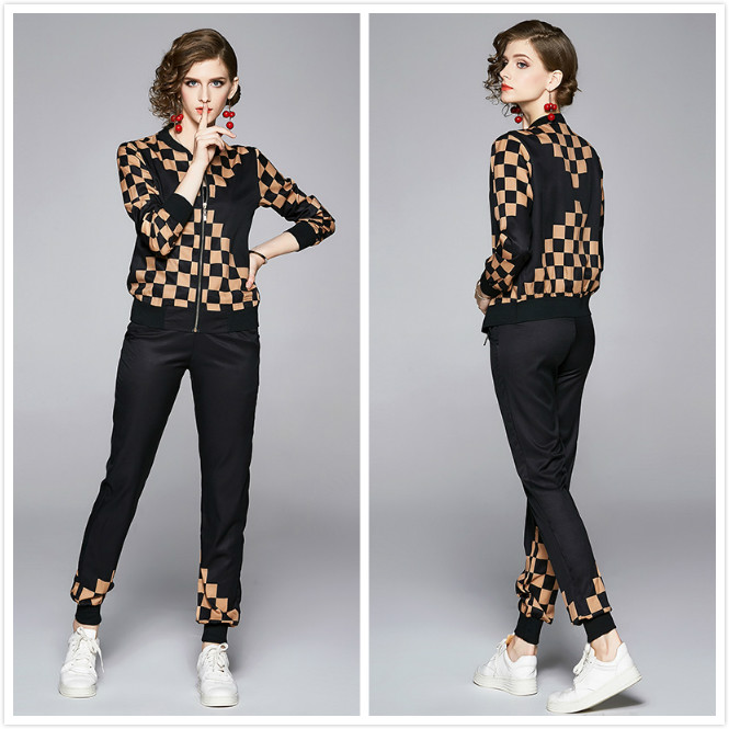 2020 Casual Women's Black Two Piece Sets Print Long Sleeve Runway Jackets Coat + Long Pants 2 pcs Fashion Ladies Designer Two Piece Pants, Customize
2020 Casual Women's Black Two Piece Sets Print Long Sleeve Runway Jackets Coat + Long Pants 2 pcs Fashion Ladies Designer Two Piece Pants, Customize