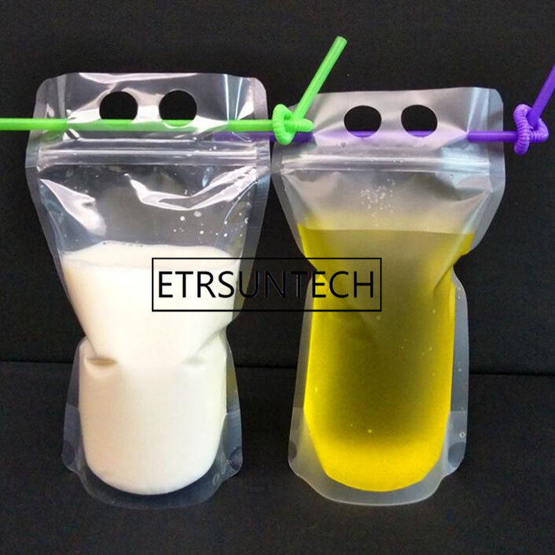 500pcs 250ml,750ml,1000ml Plastic Frosted Clear Drink Packaging Bag Pouch for Beverage Juice Milk Coffee