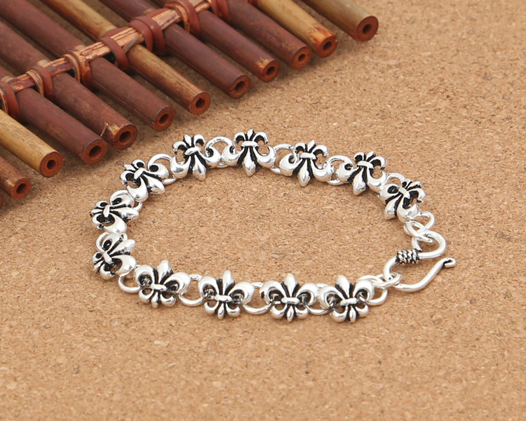 925 sterling silver handmade vintage CH jewelry American European antique silver designer anchor charm link chain bracelets for women men