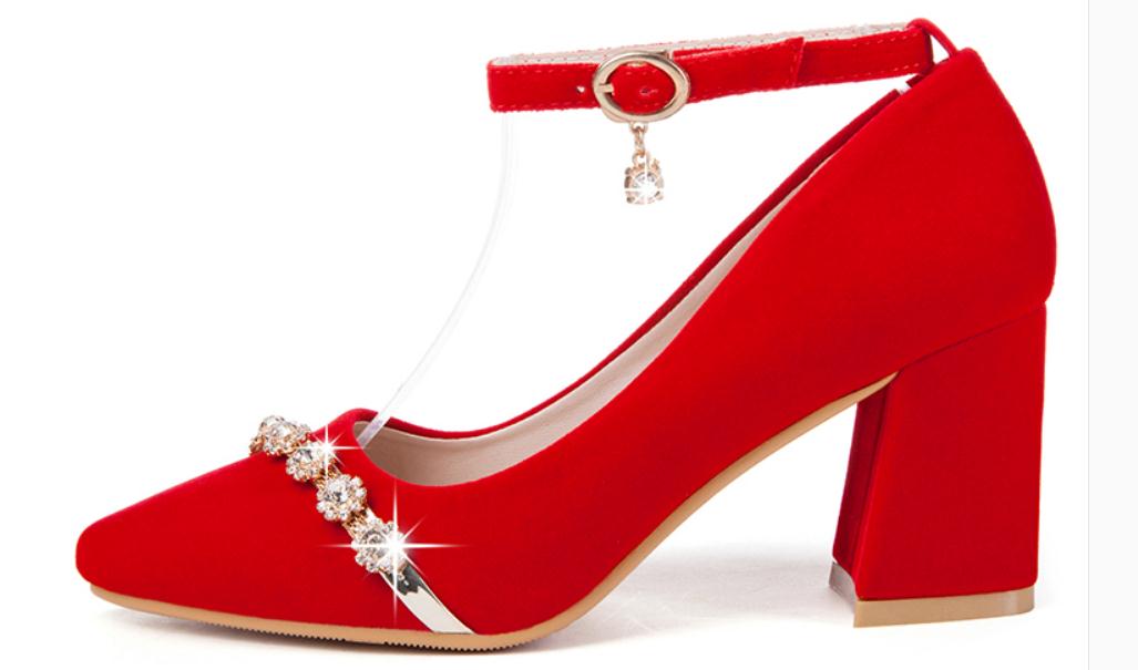 2019 Women's shoes in Spring and Autumn with New style High heel Coarse heel pointed end Suede shoes heel 3cm,5cm,7cm @2113, Red
2019 Women's shoes in Spring and Autumn with New style High heel Coarse heel pointed end Suede shoes heel 3cm,5cm,7cm @2113, Red