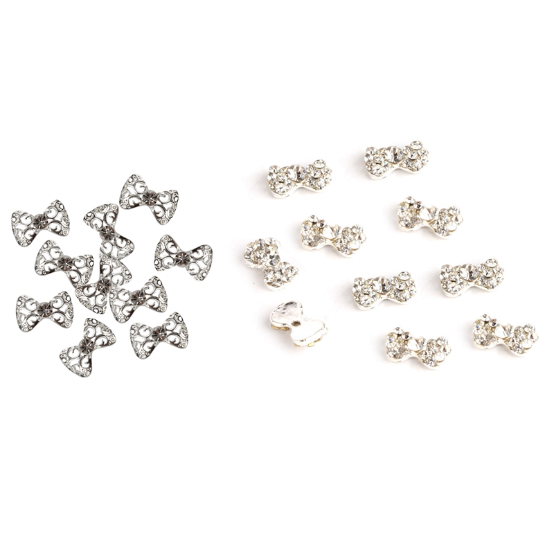10 x Nail Sticker Nail Art Sticker Slices Glitters & 10x Silver Rhinestones Bow Tie Silver 3D Alloy Art
10 x Nail Sticker Nail Art Sticker Slices Glitters & 10x Silver Rhinestones Bow Tie Silver 3D Alloy Art