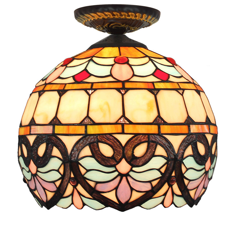30CM European Love Baroque Celling Lights Tiffany Stained Glass Dining Room Bedroom Aisle Corridor Bathroom Ceiling Lamp TF050