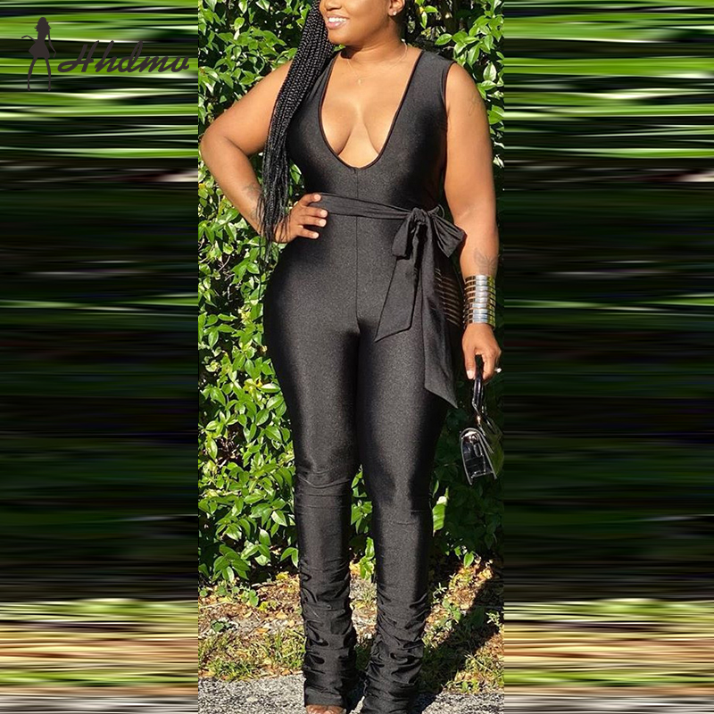 HHDMV 2020 Top Quality Classic Black Sexy Club Lace Up Top Deep V-Neck Tank Sleeve High Waist Elastic Women Pencil Jumpsuits
HHDMV 2020 Top Quality Classic Black Sexy Club Lace Up Top Deep V-Neck Tank Sleeve High Waist Elastic Women Pencil Jumpsuits