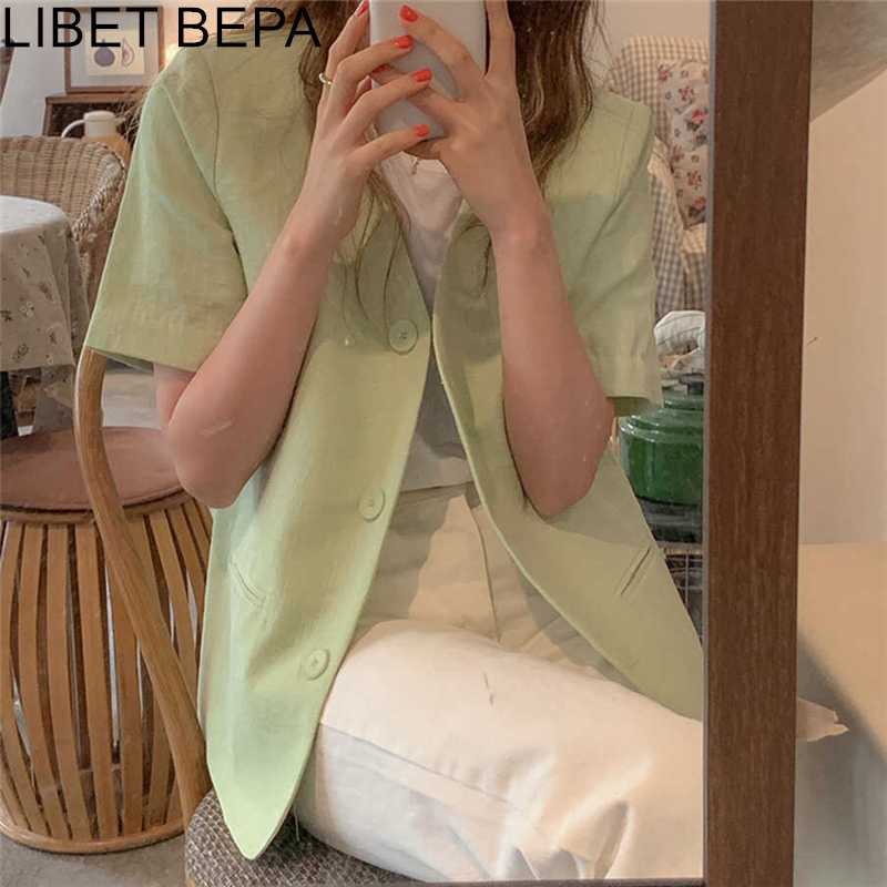 2020 Autumn Women Fashionable Blazer Jacket V-Neck Short Sleeve Single Breasted Pockets Outerwear Cotton and Linen Wild JK5209, Green
2020 Autumn Women Fashionable Blazer Jacket V-Neck Short Sleeve Single Breasted Pockets Outerwear Cotton and Linen Wild JK5209, Green
