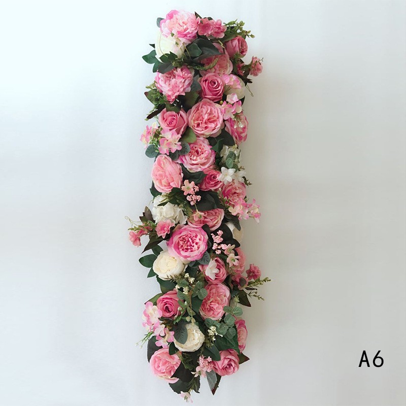 Artificial Arch Flower Row 100cm Length DIY Silk Peonies Roses Simulation Flowers Rows Wedding Centerpiece Decorative Backdrop