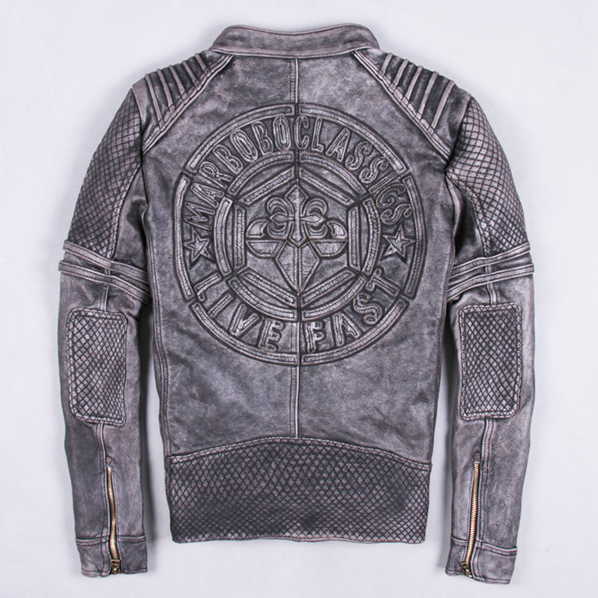Vintage pattern leather jacket men real cowskin do old slim motorcycle jacket punk style gray men's leather coat wind jackets, Edging vintage 
Vintage pattern leather jacket men real cowskin do old slim motorcycle jacket punk style gray men's leather coat wind jackets, Edging vintage