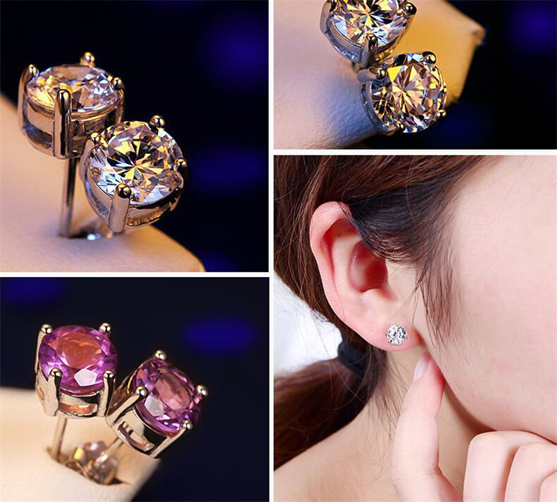 Handmade 4 claws earring 3ct Diamond 925 Sterling silver Engagement wedding Stud Earrings for women men