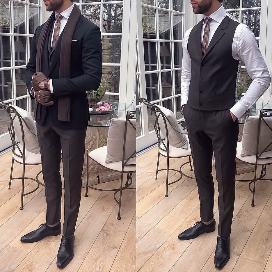 2019 New Black Wedding Tuxedos Three Pieces Groom Wear (Jacket+Pant+Vest) Costumes Pour Hommes Custom Made Men Suits