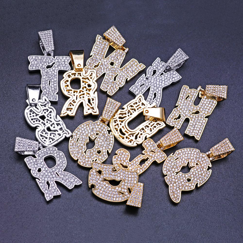 New personalized Diamond A-Z Initial Letter Custom Name Pendant Necklace Iced Out CZ 18K Gold Plated Hiphop DIY Jewelry for Men Women