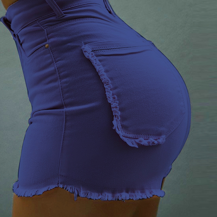 Spot European spring and summer fashion solid color casual pocket button trend street shorts support mixed batch