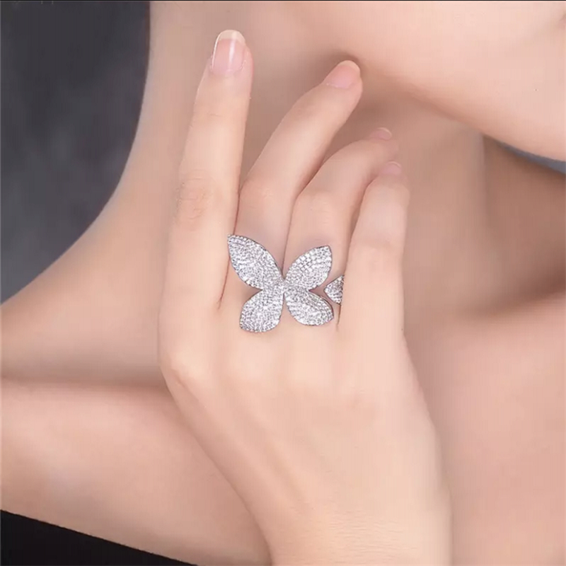 vecalon Big Flower Promise Ring 925 Sterling Silver Micro pave Diamond Party Wedding Band Rings For Women Jewelry Best Gift
