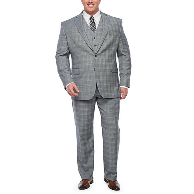 Plus Size Plaid Wedding Tuxedos Peaked Lapel Handsome Mens Jacket Two Button Check Formal Blazer 1 Pieces