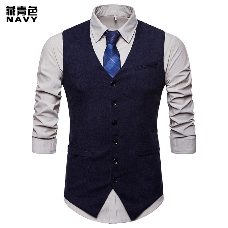 Mens Corduroy Suit Vest Foramal Weeding Dress Vests Waistcoat Men Gilet Business Wedding Tuxedo Vest Colete Masculino T200117
