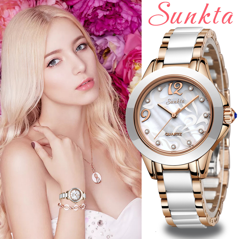 SUNKTA Fashion Women Watches Ladies Bracelet Watch Casual Ceramics Quartz Wristwatches Clock waterproof watch Relogio Feminino CJ191116, Rose gold powder
SUNKTA Fashion Women Watches Ladies Bracelet Watch Casual Ceramics Quartz Wristwatches Clock waterproof watch Relogio Feminino CJ191116, Rose gold powder