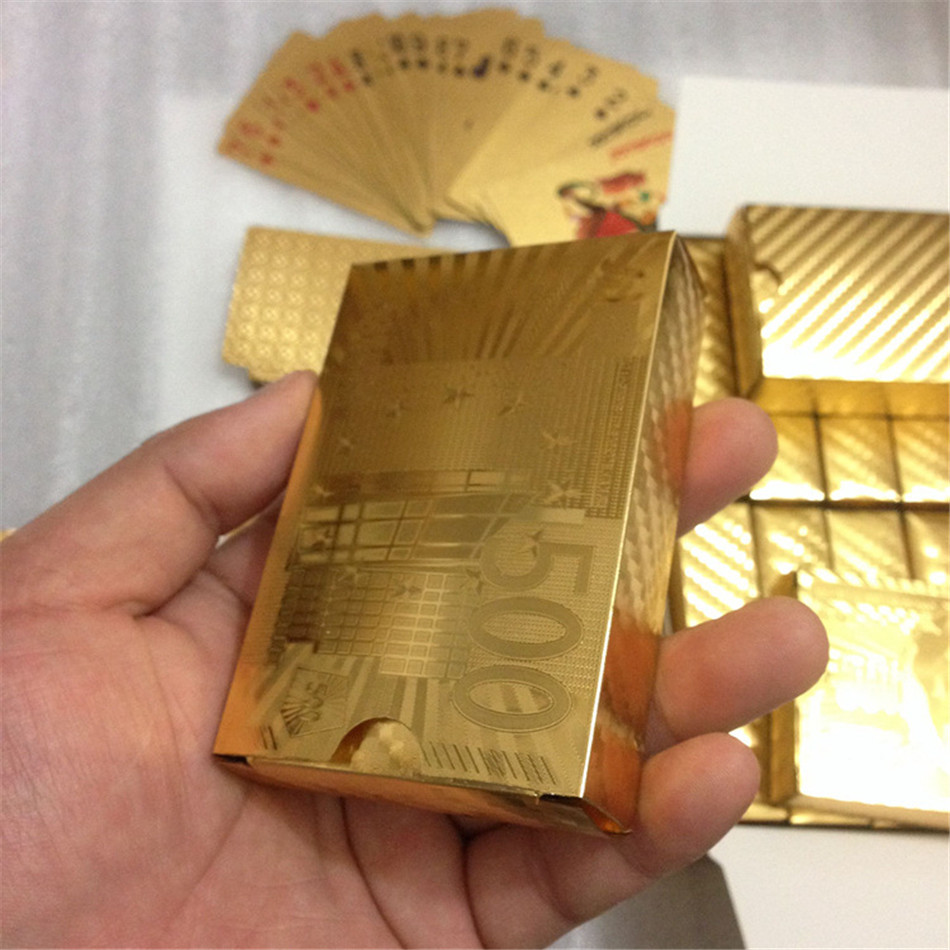 card Foil Playing Cards Waterproof Gold Plated Euro Poker Table Games For Gift Collection Free Shipping