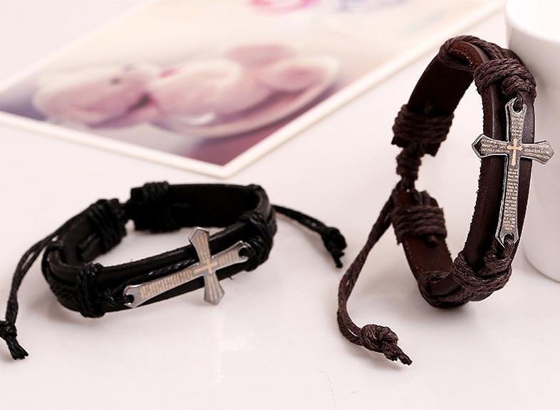 Discount Christian Scripture Cross Bracelets Genuine Leather Wristband Bible Urban Jewelry For Men Women Punk Jewelry