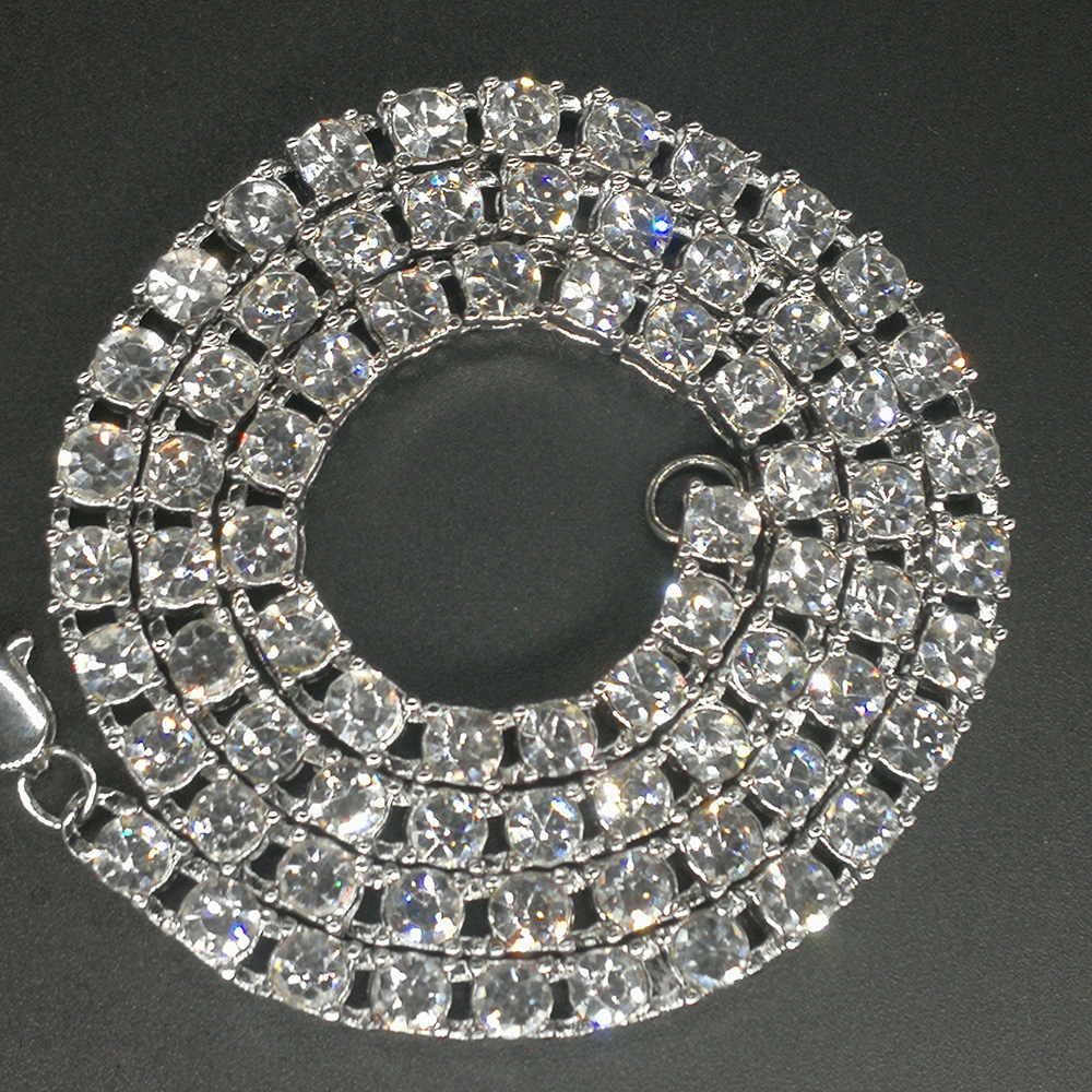 Hip Hop Tennis Chain Necklace TopBling White Zircon Chains Jewelry Mens Women Fashion 5mm Silver Gold Chain Necklaces