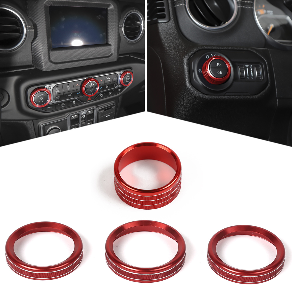 Aluminum Alloy Headlight And Air Conditioning Rotary Decorative ring Decoration Cover Fit for Jeep Wrangler JL Auto Interior Accessories