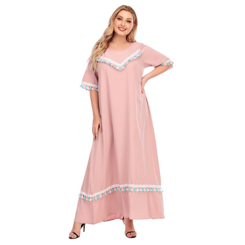 Siskakia Colored Fringe Ethnic Long Dress Sweet Plus Size O Neck half Sleeve Pink Dress Spring Summer 2020 Big Size Clothing New
Siskakia Colored Fringe Ethnic Long Dress Sweet Plus Size O Neck half Sleeve Pink Dress Spring Summer 2020 Big Size Clothing New