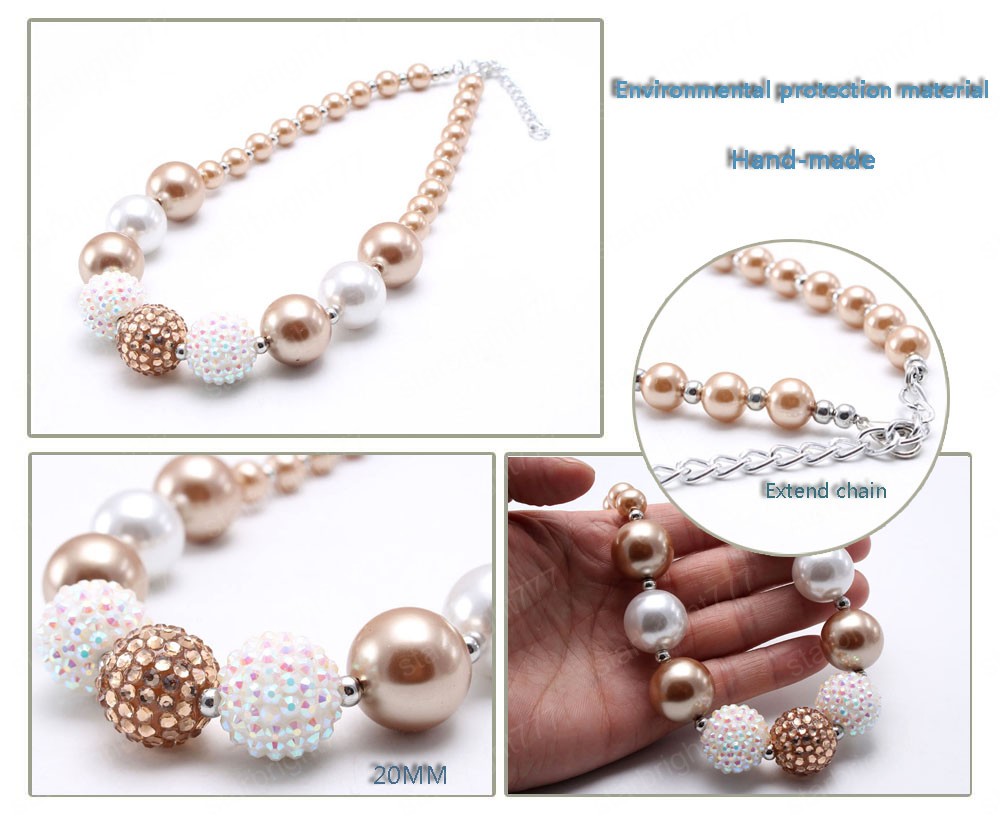 Adorable Baby Girls Chunky Beads Necklace Fashion Kids Child Toddler Bubblegum Beaded Necklace Charm Chunky Jewelry