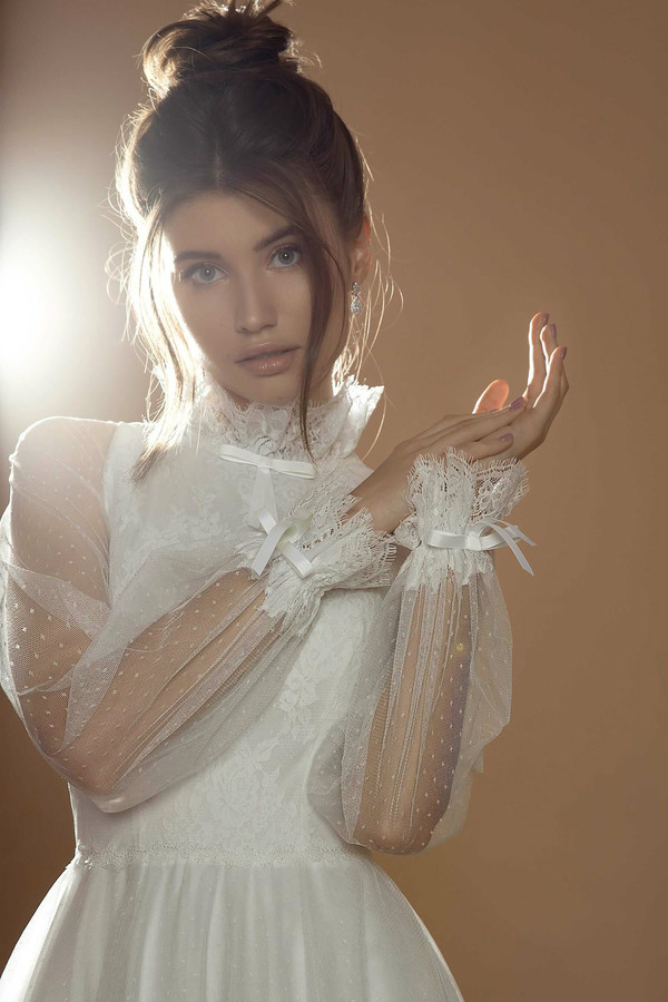 beach a line wedding dresses high neck lace appliques romantic bridal gowns long sleeve bohemian wedding vestido de noiva