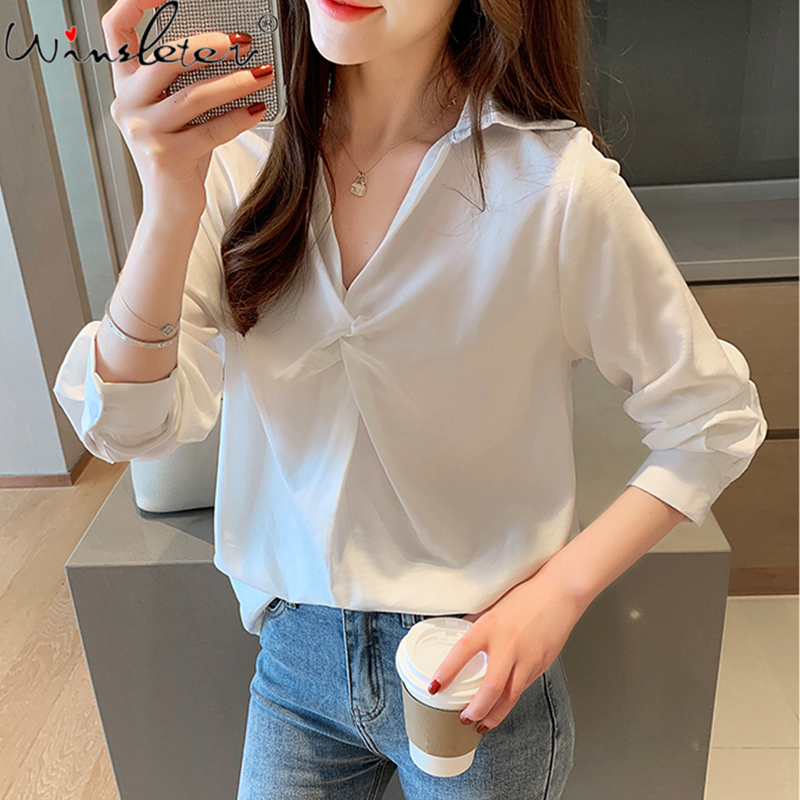 Women Blouses 2020 Autumn Long Sleeve Turn-down Collar Pullovers Loose Korean Style Cotton Tops Women Shirts All Match T07106K, White
Women Blouses 2020 Autumn Long Sleeve Turn-down Collar Pullovers Loose Korean Style Cotton Tops Women Shirts All Match T07106K, White