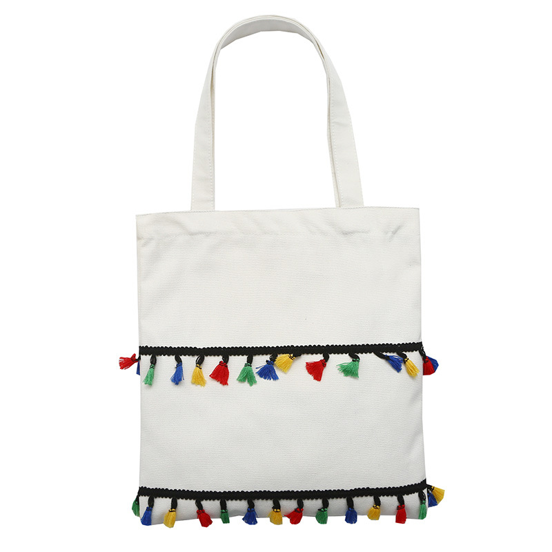 Colorful Tassel Canvas Bag Schoolgirl Handbag Fashion One Shoulder Portable Shopping Bag, White
Colorful Tassel Canvas Bag Schoolgirl Handbag Fashion One Shoulder Portable Shopping Bag, White