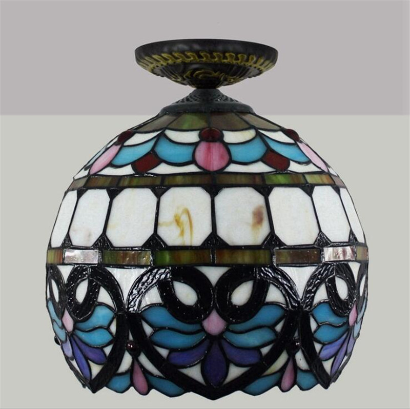 30CM European Love Baroque Celling Lights Tiffany Stained Glass Dining Room Bedroom Aisle Corridor Bathroom Ceiling Lamp TF050