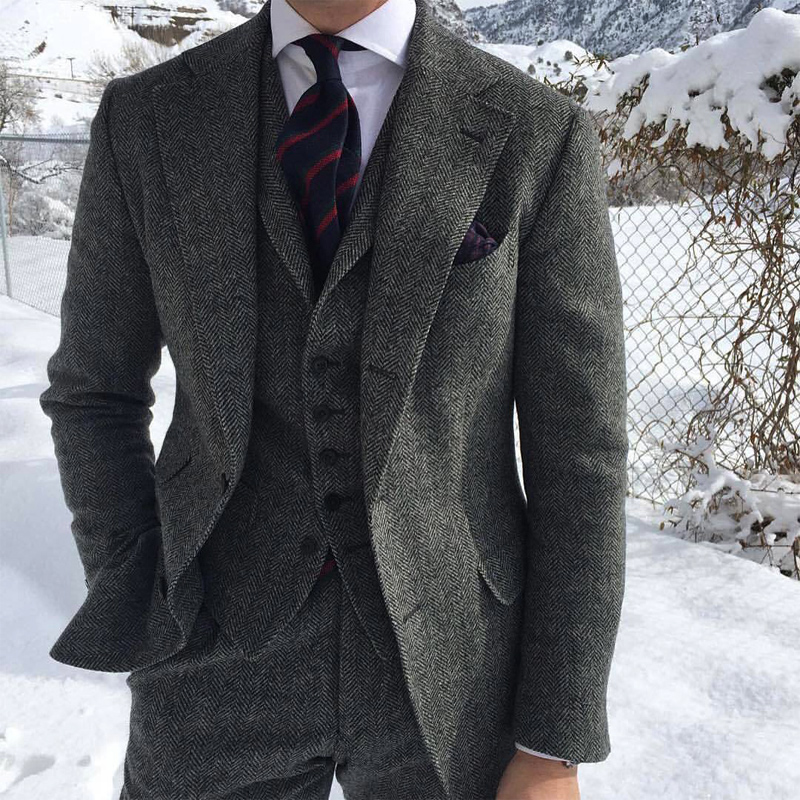 Gray Wool Herringbone Men Suits For Wedding Formal Groom Tuxedo 3 Piece Wedding Tweed Man Suit Set Jacket Waistcoat with Pants, Same as image
Gray Wool Herringbone Men Suits For Wedding Formal Groom Tuxedo 3 Piece Wedding Tweed Man Suit Set Jacket Waistcoat with Pants, Same as image
