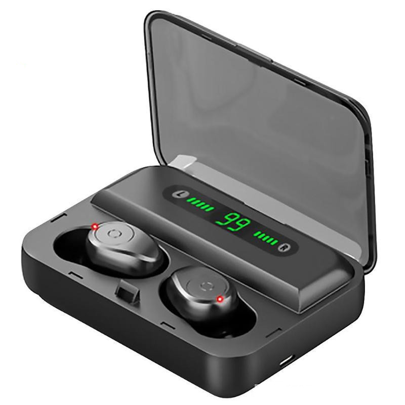 F9-5 TWS Headphones Bluetooth v5.0 Wireless Earphone Mini Smart Touching Earbuds With LED Display 1200mAh Power Bank Headset and Mic, Black
F9-5 TWS Headphones Bluetooth v5.0 Wireless Earphone Mini Smart Touching Earbuds With LED Display 1200mAh Power Bank Headset and Mic, Black