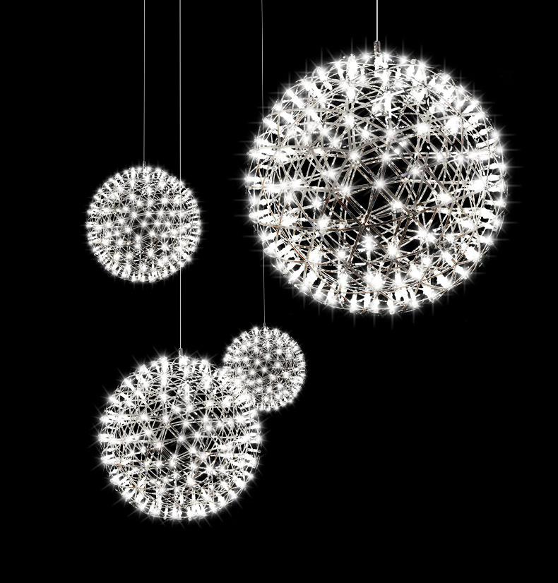 LED Pendant Lamp Light Firework Stainless Steel Ball Chandelier Lights Restaurant Villa Hotel Lighting Living Room