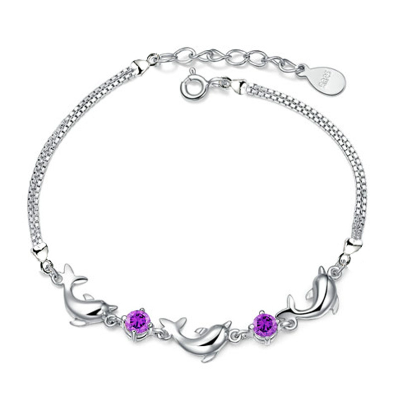 925 Silver Bracelet Baby Dolphin Purple Crystal Silver Bracelet Fashion Jewelry For Women Gift
925 Silver Bracelet Baby Dolphin Purple Crystal Silver Bracelet Fashion Jewelry For Women Gift