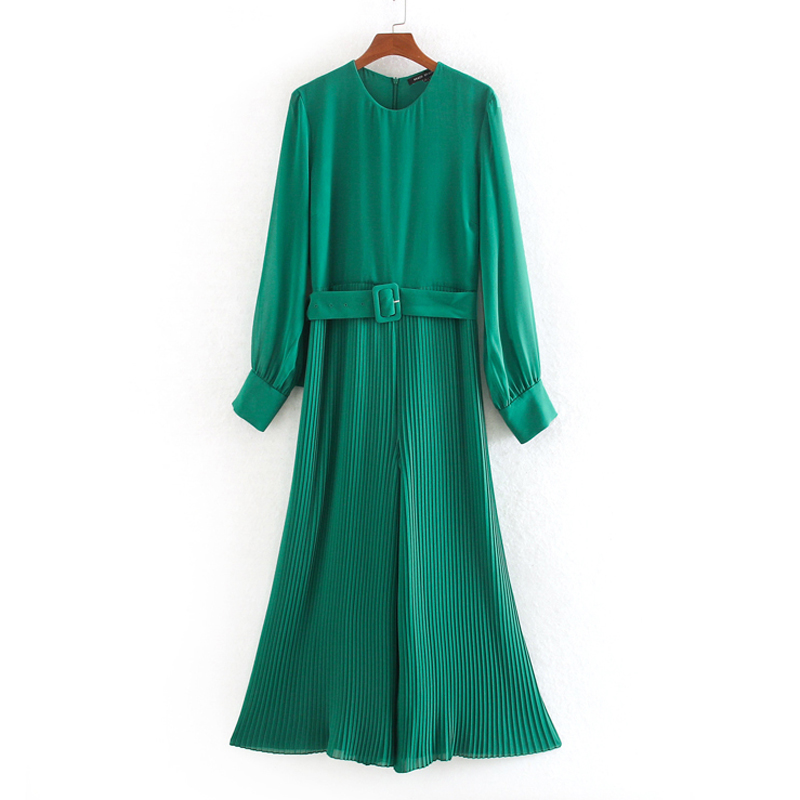 Stylish Chic Green Tie Belt Waist Jumpsuits Women Fashion O-Neck Collar Jumpsuits Elegant Ladies Pleated, Pic
Stylish Chic Green Tie Belt Waist Jumpsuits Women Fashion O-Neck Collar Jumpsuits Elegant Ladies Pleated, Pic