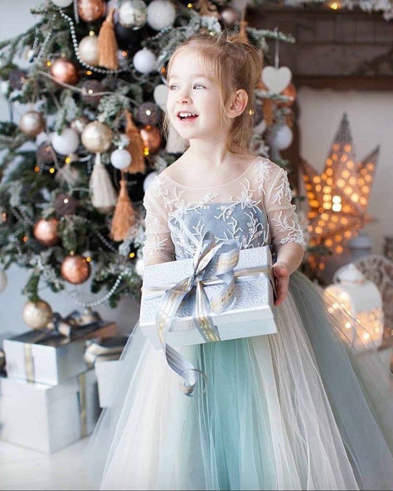 Modest Lovebabyj A E Wer Jewel Neck Short Sleeve Wedding Party Tulle Lace Applique Ankle Length Princess Girl Dress