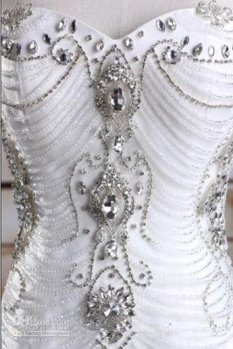 Mermaid Crystal Luxury Wedding Dresses Sweetheart Neckline Diamonds Beaded Bodice Corset Back Ruffles Skirt White Organza Bridal Gowns