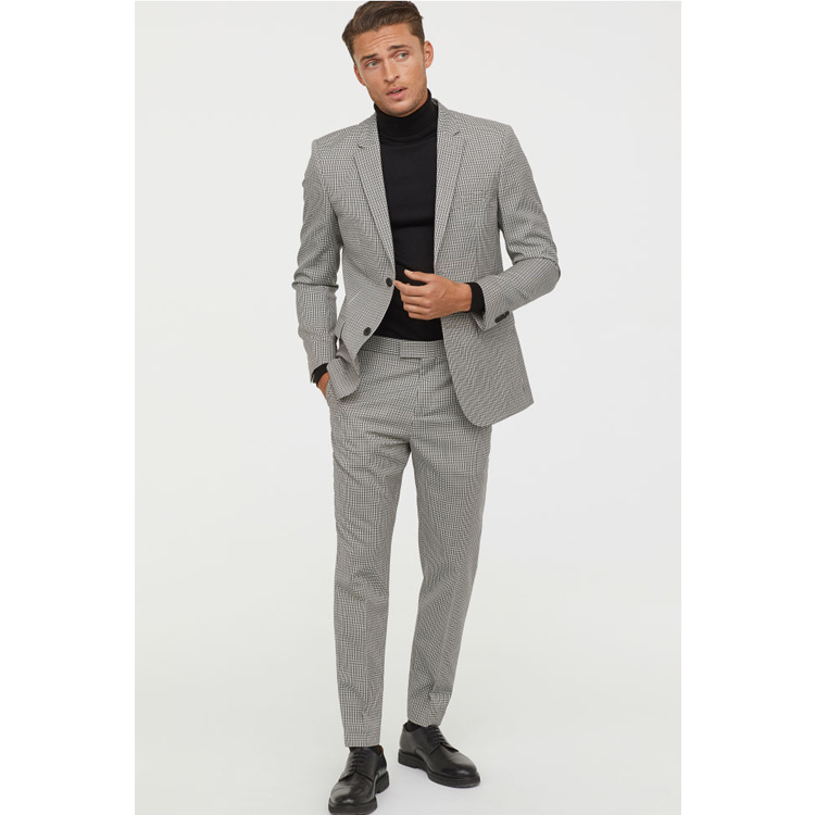 Classic Stripe Plaid Mens Wedding Tuxedos 2019 Peaked Lapel Two Button Groom Pants Suits Custom Made Handsome 2 Pieces Best Men Blazer