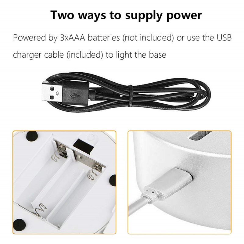 3D Lamp Holder Touch Lamp Bases Night Lights USB Cable Decor Lighting Replacement 7 Color Fixture Light for Bedroom Child Living Room Party