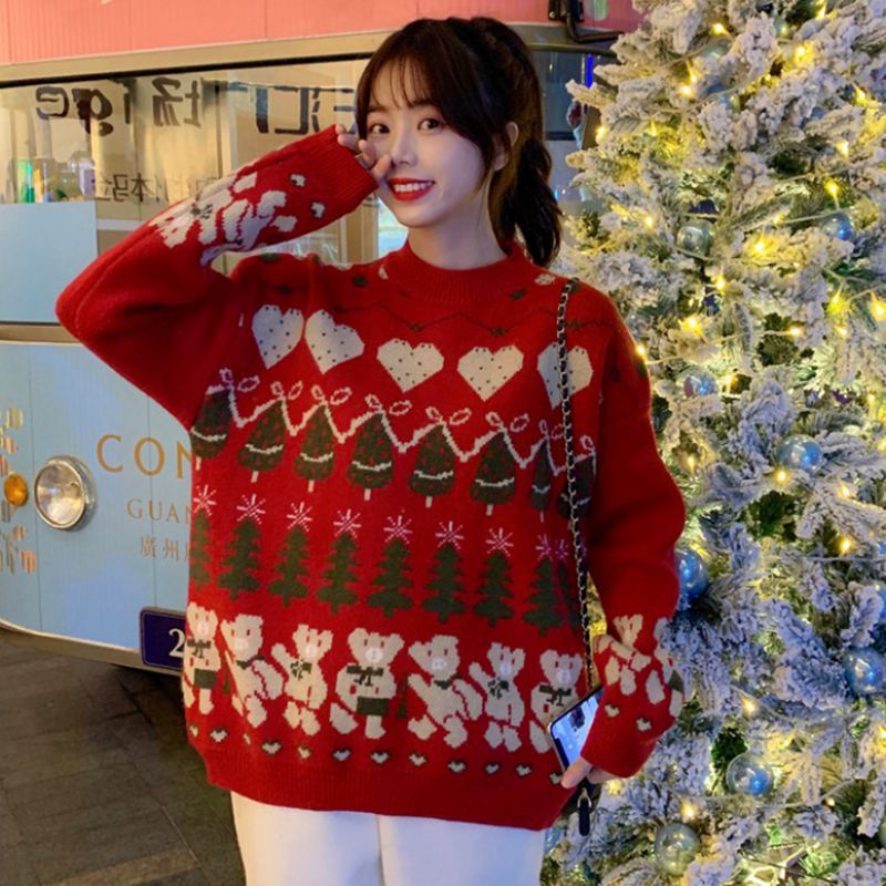 Lugentolo Sweater Women Winter Fashion Long Sleeve Crew Neck Net Red Jacquard Christmas Casual Sweater Women
Lugentolo Sweater Women Winter Fashion Long Sleeve Crew Neck Net Red Jacquard Christmas Casual Sweater Women