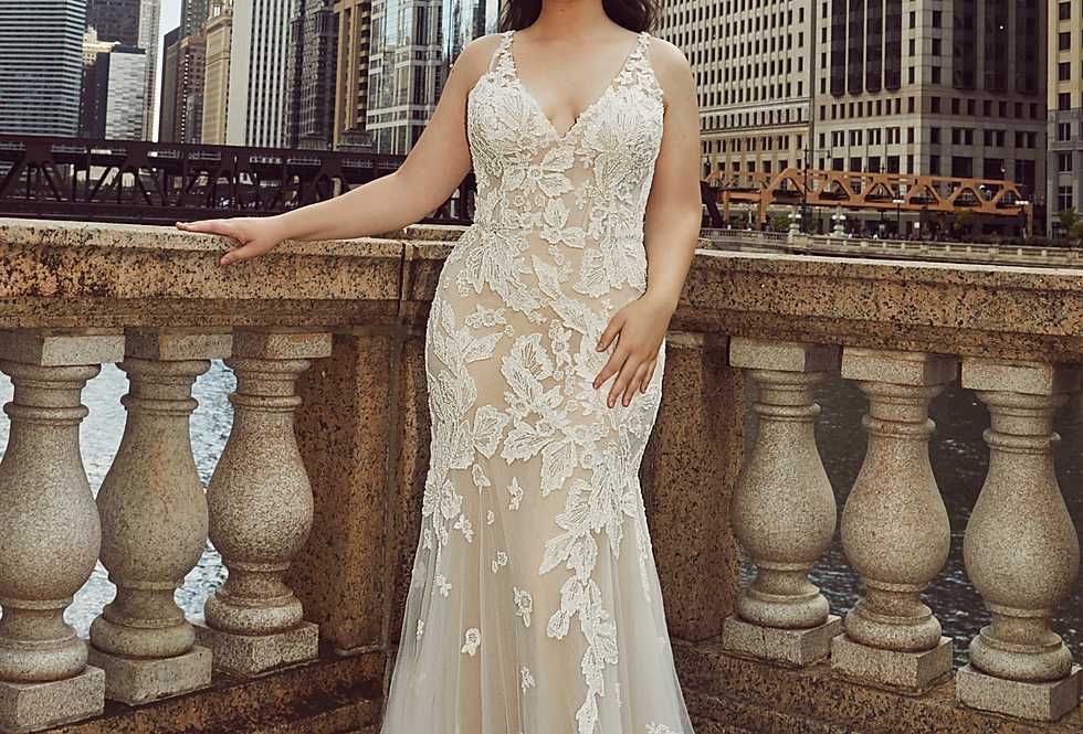 plus size mermaid wedding dresses v neck appliqued sleeveless bridal gowns ruffle sweep train custom made champagne vestidos de novia