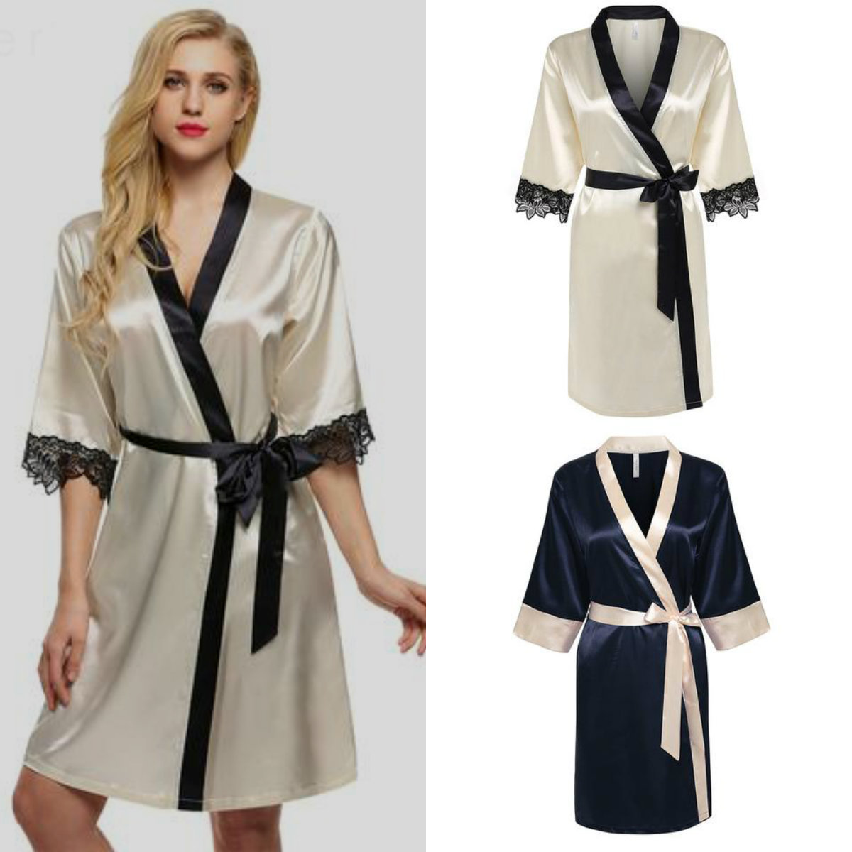 A Line Women Bath Robes V Neck 1/2 Sleeve Bow Appliques Satin Bridal Robe Knee Length Bath Robe
A Line Women Bath Robes V Neck 1/2 Sleeve Bow Appliques Satin Bridal Robe Knee Length Bath Robe