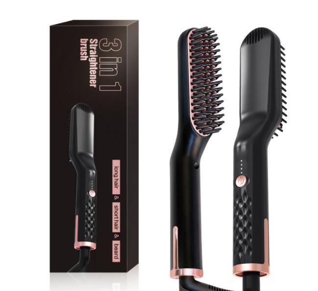 Beard Straightener Hair Straightener Brush Anti Static Ceramic Heating Detangling Faster Straightening Beard Comb For Men