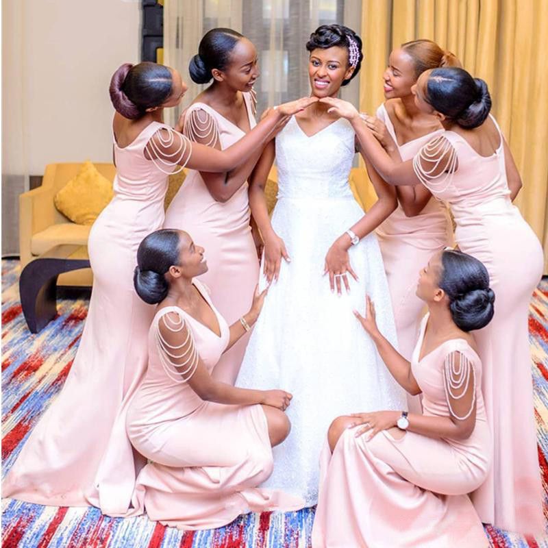 Vestido Madrinha 2020 Pink African Bridesmaid Dresses V Neck Side Slit Mermaid Long Pearls Bridesmaid Dress For Wedding
Vestido Madrinha 2020 Pink African Bridesmaid Dresses V Neck Side Slit Mermaid Long Pearls Bridesmaid Dress For Wedding