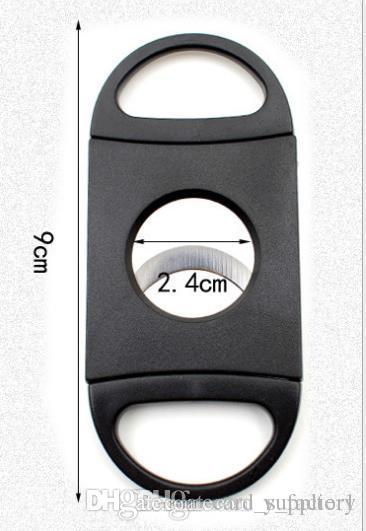 Pocket Plastic Stainless Steel Double Blades Cigars Guillotine Cigar Cutter Knife Scissors Tobacco Black New Smoking Tool1149614