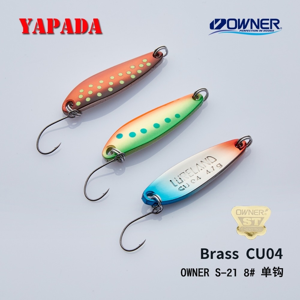 YAPADA Brass spoon CU04 2.8g/3.6g/4.7g 36X10mm OWNER Single Hook Multicolor Metal Spoon stream Fishing Lures Trout T191016