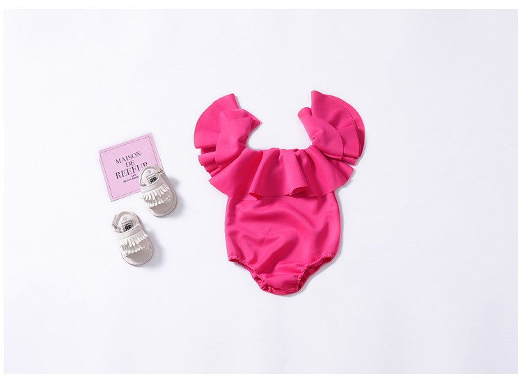 Rompers INS Baby girls ruffle Off Shoulder romper cotton infant Strapless Jumpsuits summer Fashion Boutique kids Climbing clothes C5741Y250119IV71
