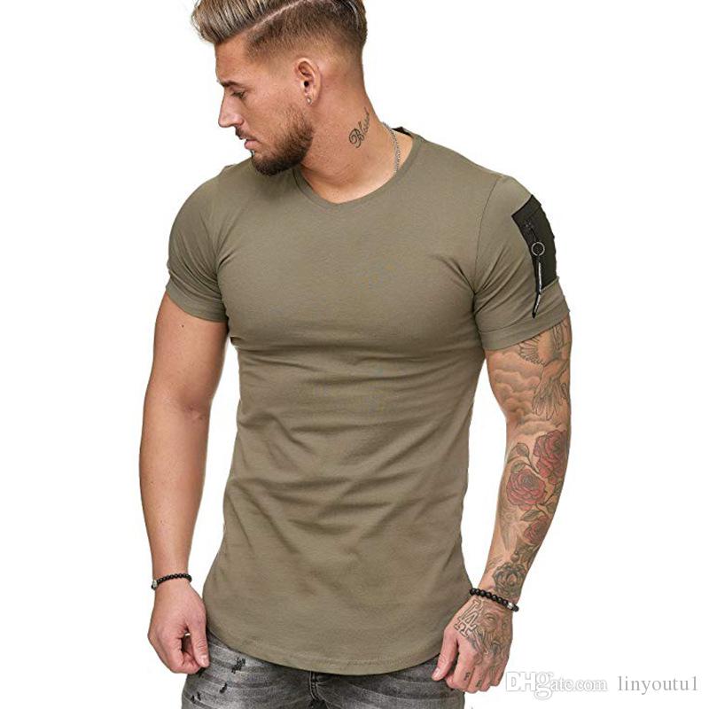 2020 Fashion Men's Slim Fit O Neck Short Sleeve Muscle Tee Hot Selling T-shirt Casual Tops Men Tshirt Clothes Summer