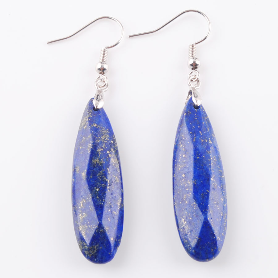 WOJIAER Natural Earrings Reiki Gem Stone Beads Dangle Hook Drop Earring Vintage Faceted Polygon for Female Jewelry DBR325