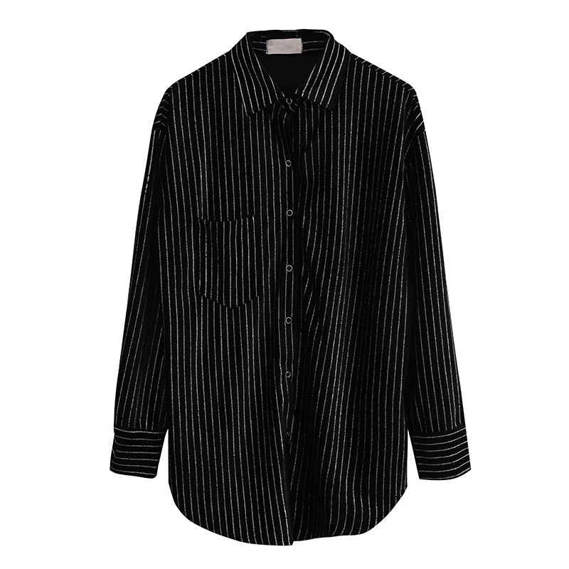 RealShe New Women Blusas Mujer De Moda 2019 Autumn Winter Black Striped Blouse Womens Tops And Blouses Long Sleeves Shirts Tops V191018